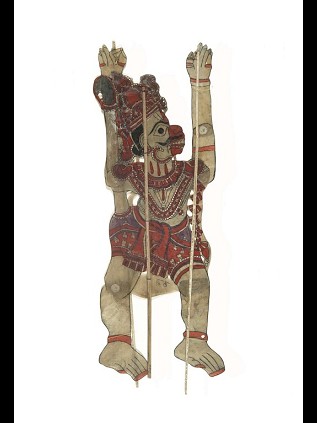 Figure du théâtre d'ombres, singe du Ramayana